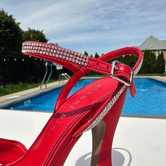 NWT Gianni Bini 10 Dempsey Red Satin Bow Platform Sandals - Picture 8 of 15